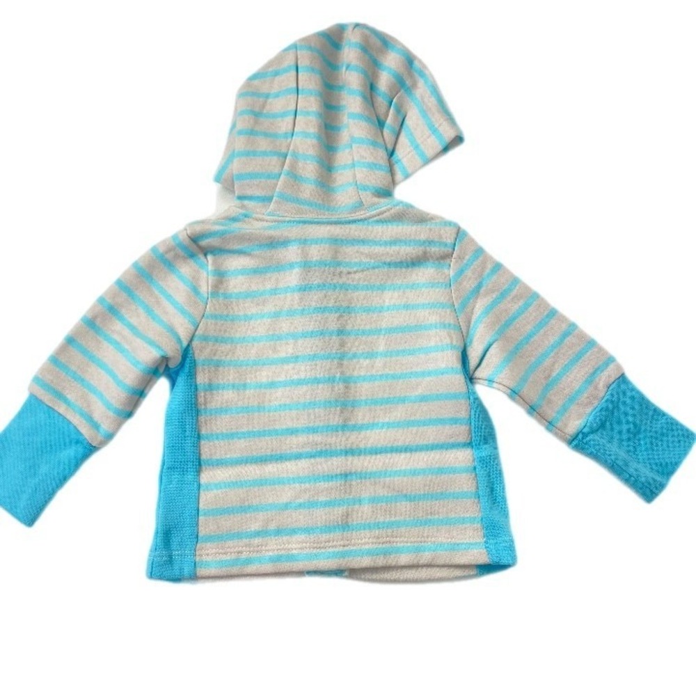 Hanes Hoodie and Pants 2pc Set Baby 0-6M Blue Grey Striped ‎ Fleece Zip Up - Picture 10 of 13